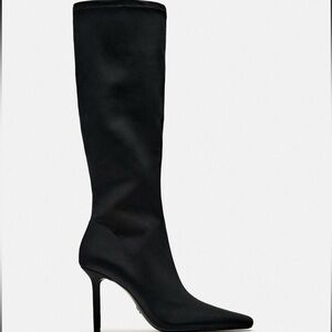 Zara SQUARE TOE HEELED STRETCH BOOTS